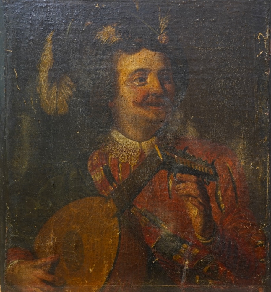 Dutch School, late 18th / early 19th century, A portrait of a musician playing a mandolin